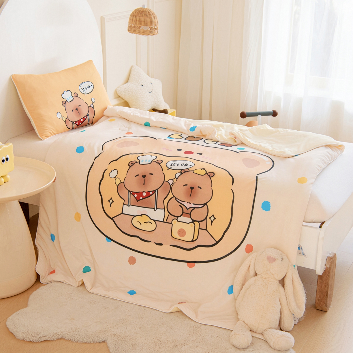 91家纺网 家纺一手货源 找家纺 御棉坊 御棉坊2026萌趣A类凉感幼儿园夏凉被宝宝午睡薄被子儿童空调被夏被 皮皮怪