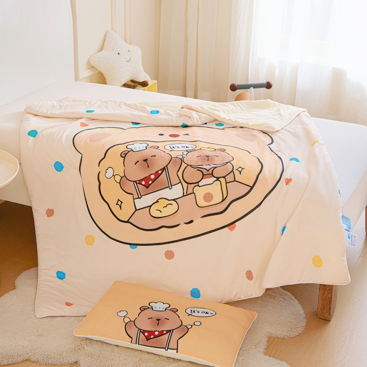 91家纺网 家纺一手货源 找家纺 御棉坊 御棉坊2026萌趣A类凉感幼儿园夏凉被宝宝午睡薄被子儿童空调被夏被 皮皮怪