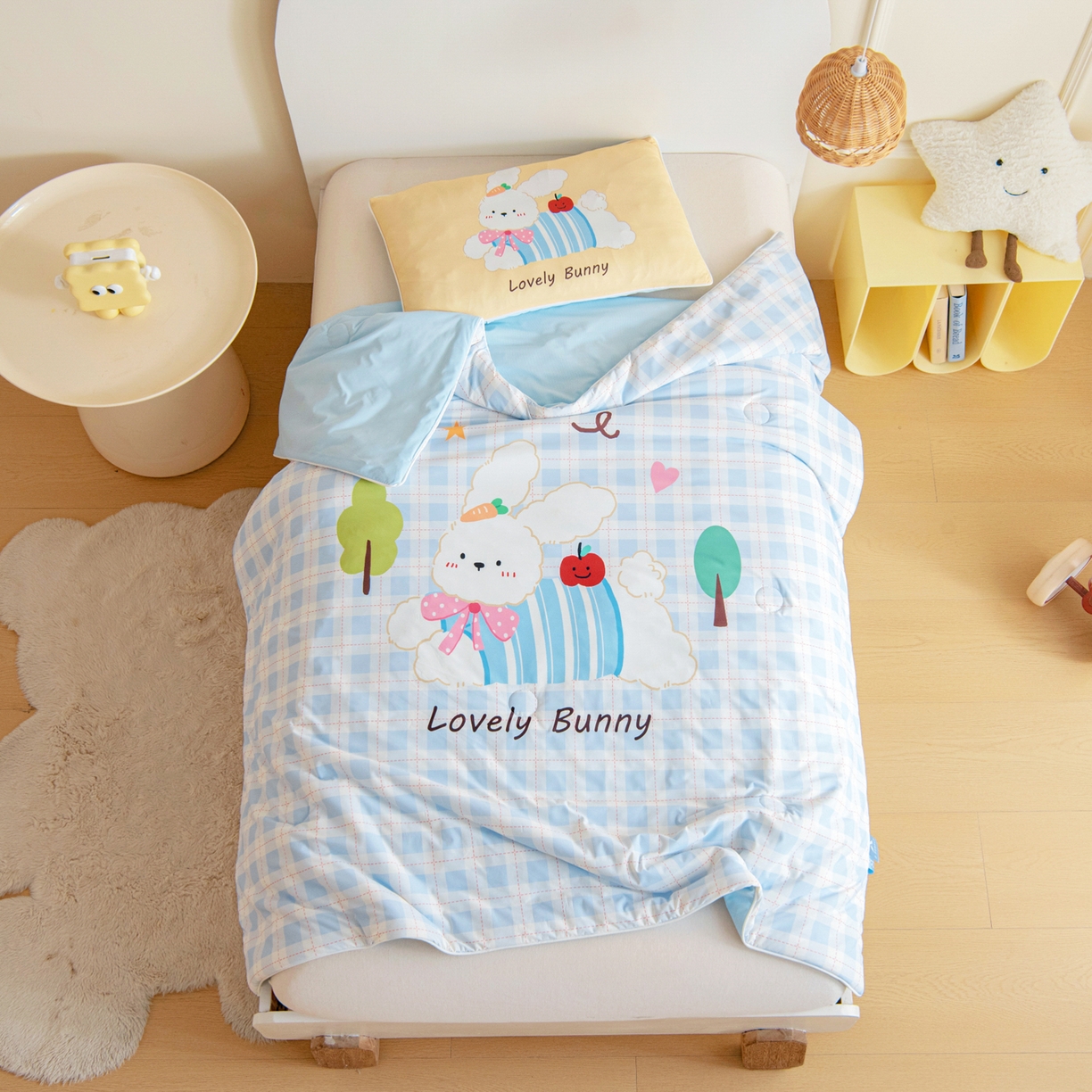 91家纺网 家纺一手货源 找家纺 御棉坊 御棉坊2026萌趣A类凉感幼儿园夏凉被宝宝午睡薄被子儿童空调被夏被 乖乖兔