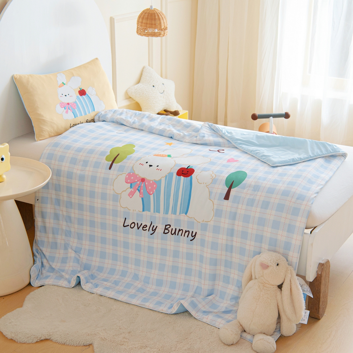 91家纺网 家纺一手货源 找家纺 御棉坊 御棉坊2026萌趣A类凉感幼儿园夏凉被宝宝午睡薄被子儿童空调被夏被 乖乖兔