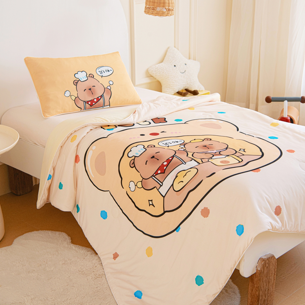 91家纺网 家纺一手货源 找家纺 御棉坊 御棉坊2026萌趣A类凉感幼儿园夏凉被宝宝午睡薄被子儿童空调被夏被 皮皮怪