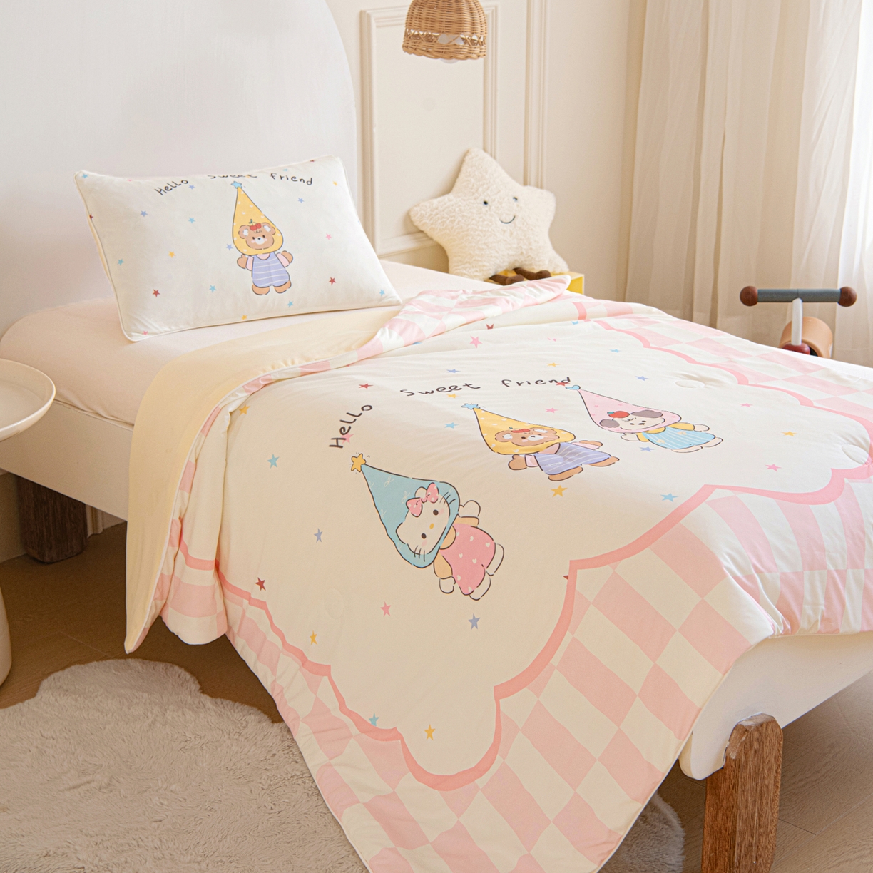 91家纺网 家纺一手货源 找家纺 御棉坊 御棉坊2026萌趣A类凉感幼儿园夏凉被宝宝午睡薄被子儿童空调被夏被 三小只