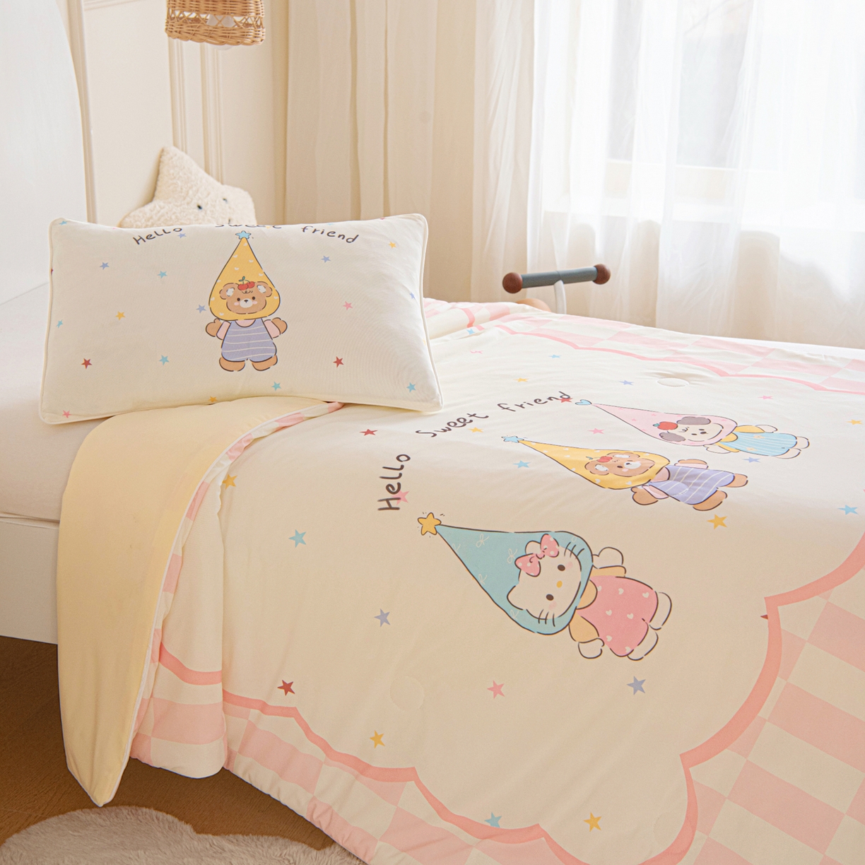 91家纺网 家纺一手货源 找家纺 御棉坊 御棉坊2026萌趣A类凉感幼儿园夏凉被宝宝午睡薄被子儿童空调被夏被 三小只