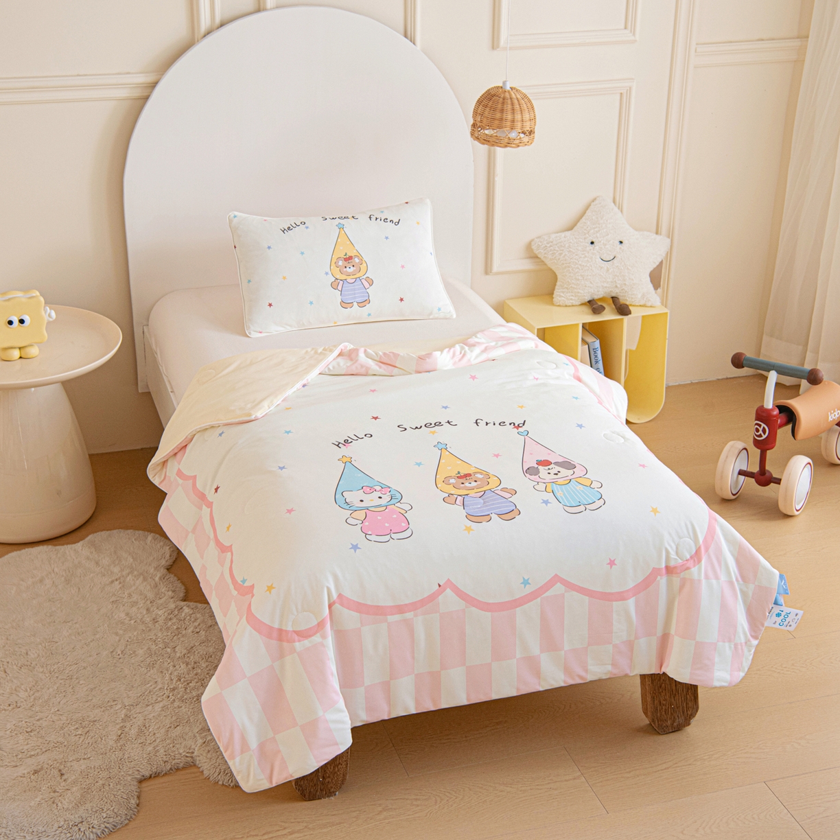 91家纺网 家纺一手货源 找家纺 御棉坊 御棉坊2026萌趣A类凉感幼儿园夏凉被宝宝午睡薄被子儿童空调被夏被 三小只