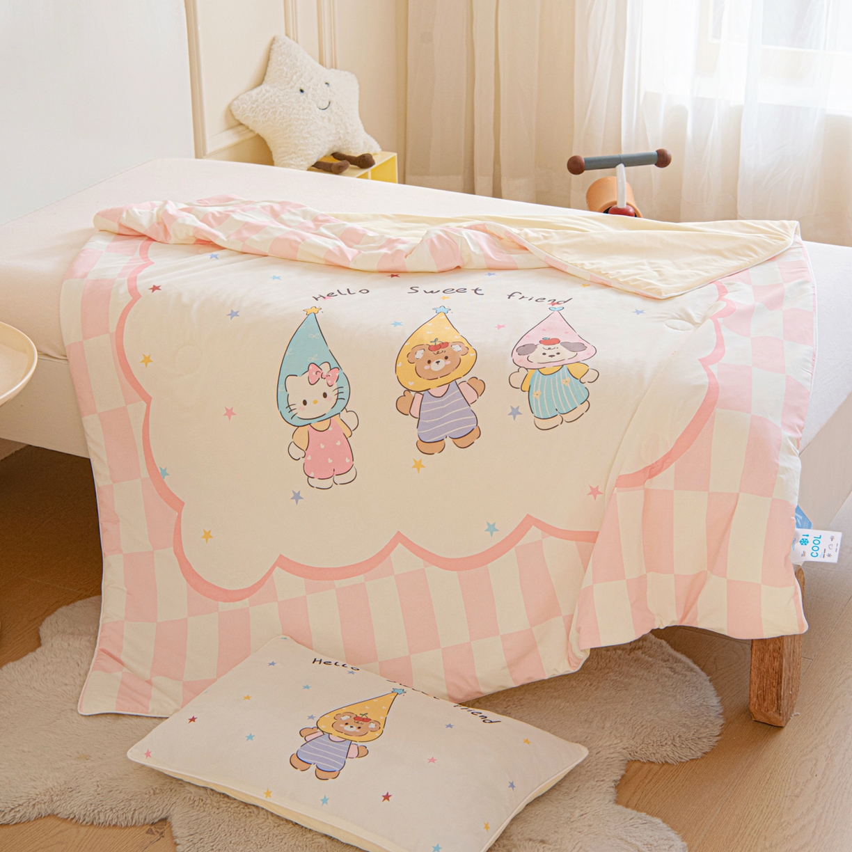 91家纺网 家纺一手货源 找家纺 御棉坊 御棉坊2026萌趣A类凉感幼儿园夏凉被宝宝午睡薄被子儿童空调被夏被 三小只