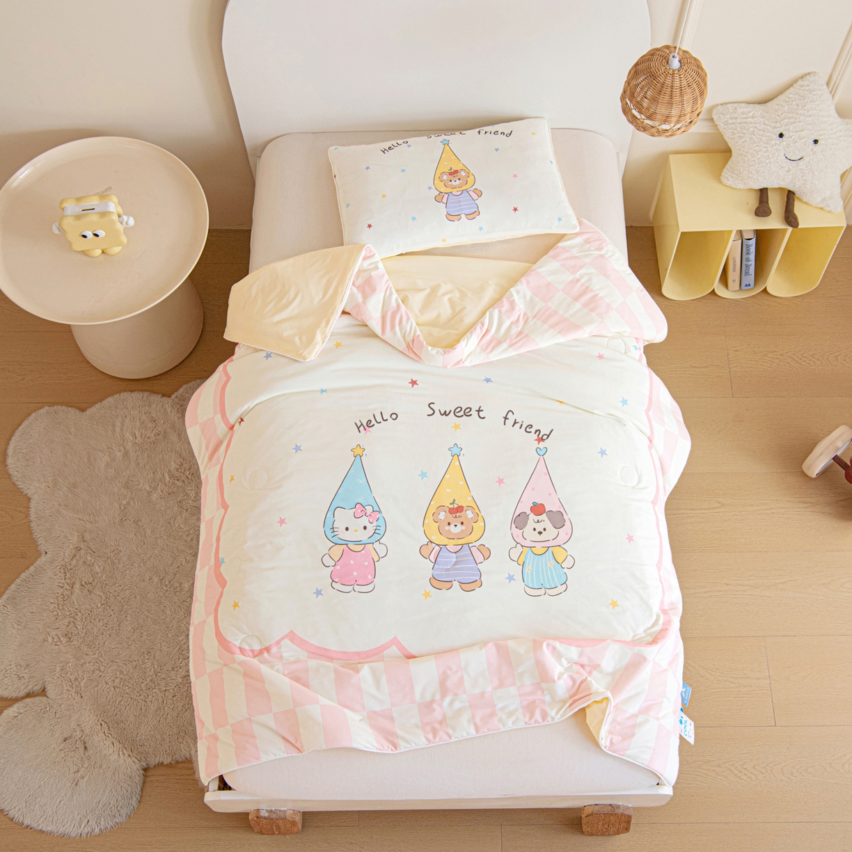 91家纺网 家纺一手货源 找家纺 御棉坊 御棉坊2026萌趣A类凉感幼儿园夏凉被宝宝午睡薄被子儿童空调被夏被 三小只