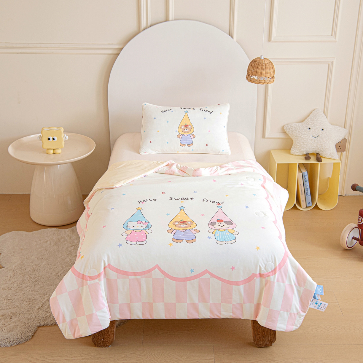 91家纺网 家纺一手货源 找家纺 御棉坊 御棉坊2026萌趣A类凉感幼儿园夏凉被宝宝午睡薄被子儿童空调被夏被 三小只