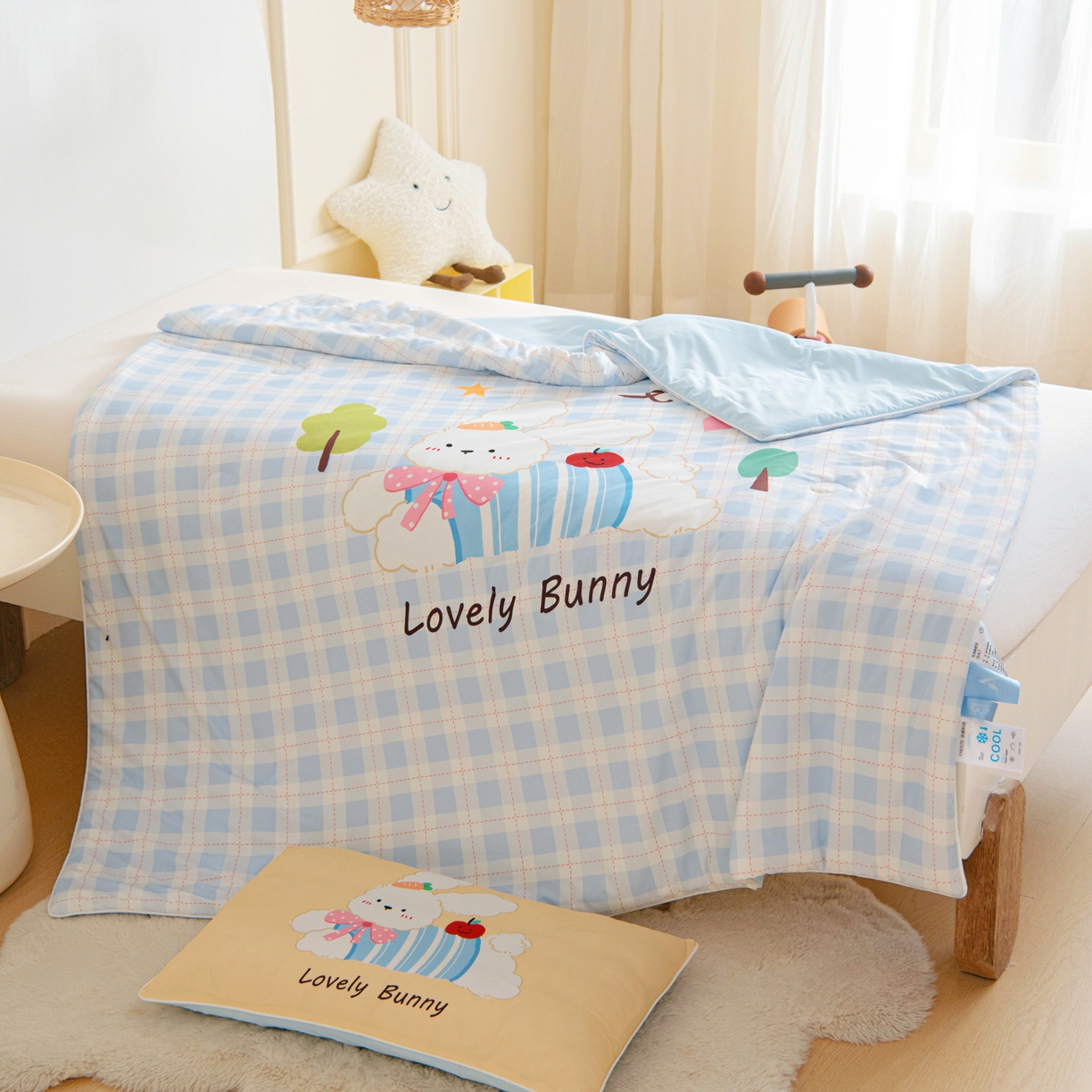 91家纺网 家纺一手货源 找家纺 御棉坊 御棉坊2026萌趣A类凉感幼儿园夏凉被宝宝午睡薄被子儿童空调被夏被 乖乖兔