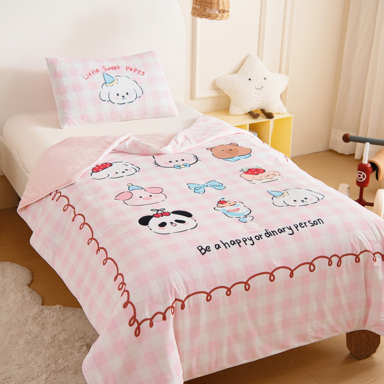 91家纺网 家纺一手货源 找家纺 御棉坊 御棉坊2026萌趣A类凉感幼儿园夏凉被宝宝午睡薄被子儿童空调被夏被 萌萌派