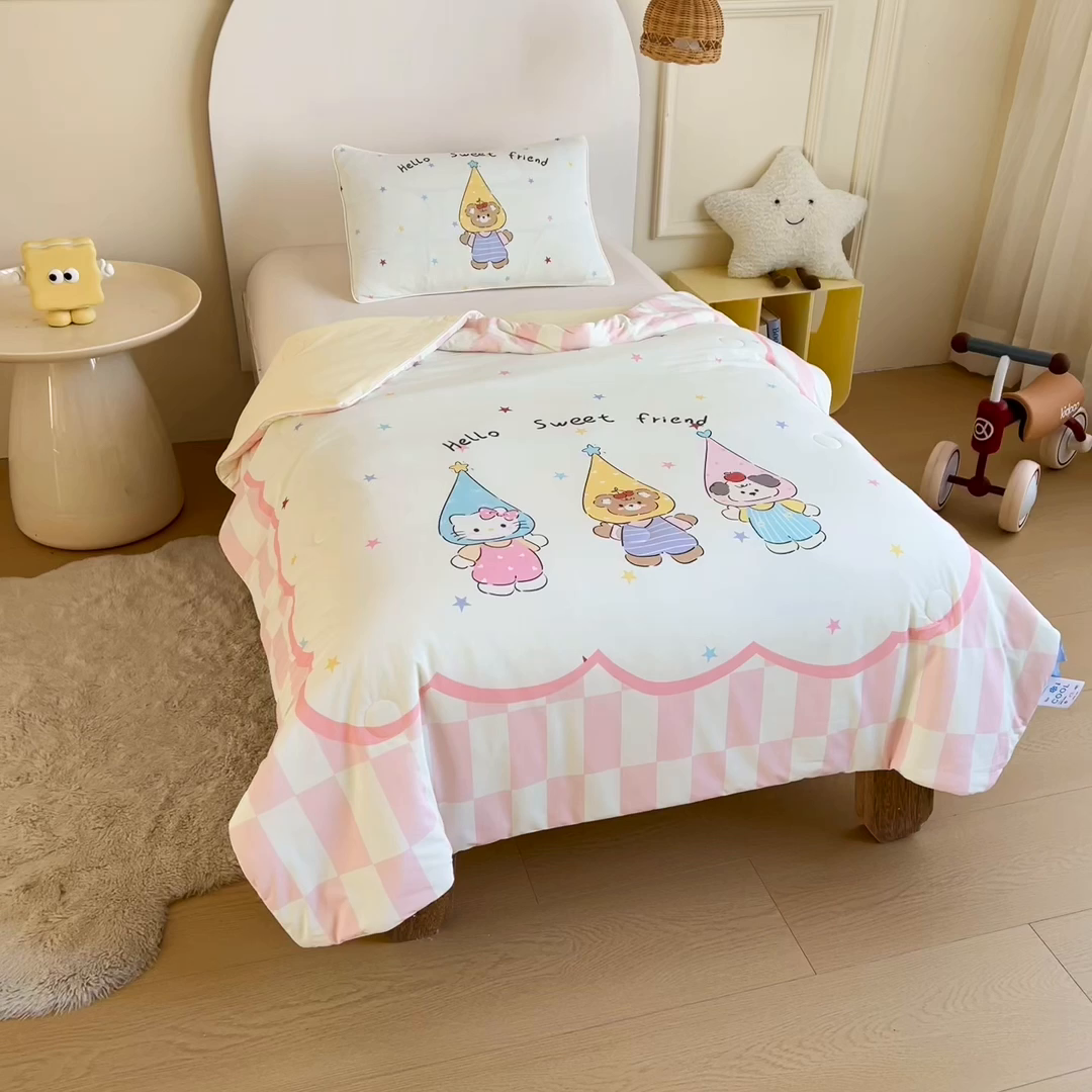 91家纺网 家纺一手货源 找家纺 御棉坊 御棉坊2026萌趣A类凉感幼儿园夏凉被宝宝午睡薄被子儿童空调被夏被 三小只