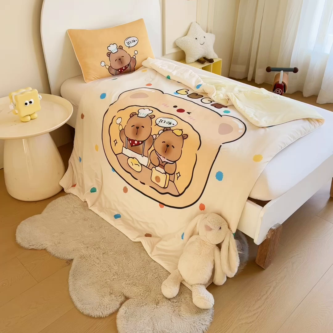 91家纺网 家纺一手货源 找家纺 御棉坊 御棉坊2026萌趣A类凉感幼儿园夏凉被宝宝午睡薄被子儿童空调被夏被 皮皮怪