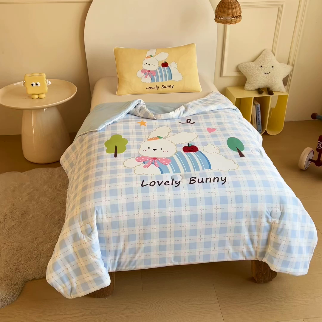 91家纺网 家纺一手货源 找家纺 御棉坊 御棉坊2026萌趣A类凉感幼儿园夏凉被宝宝午睡薄被子儿童空调被夏被 乖乖兔