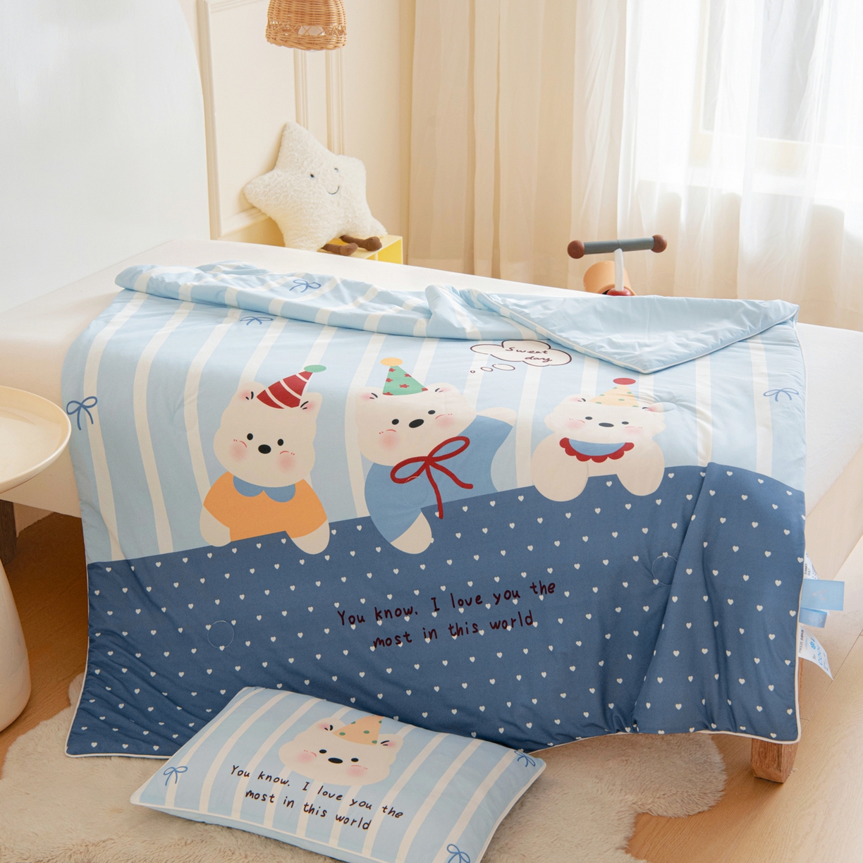 91家纺网 家纺一手货源 找家纺 御棉坊 御棉坊2026萌趣A类凉感幼儿园夏凉被宝宝午睡薄被子儿童空调被夏被 多多熊