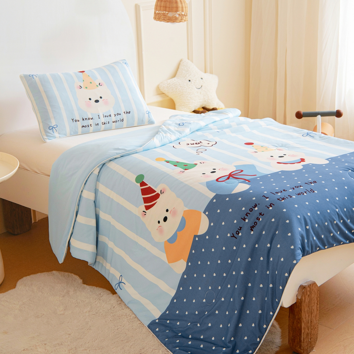 91家纺网 家纺一手货源 找家纺 御棉坊 御棉坊2026萌趣A类凉感幼儿园夏凉被宝宝午睡薄被子儿童空调被夏被 多多熊