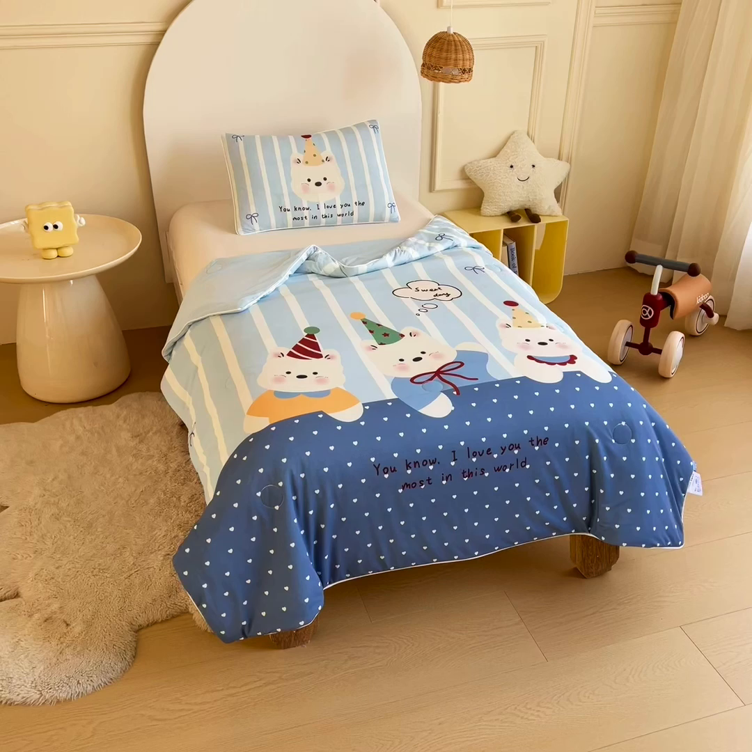 91家纺网 家纺一手货源 找家纺 御棉坊 御棉坊2026萌趣A类凉感幼儿园夏凉被宝宝午睡薄被子儿童空调被夏被 多多熊