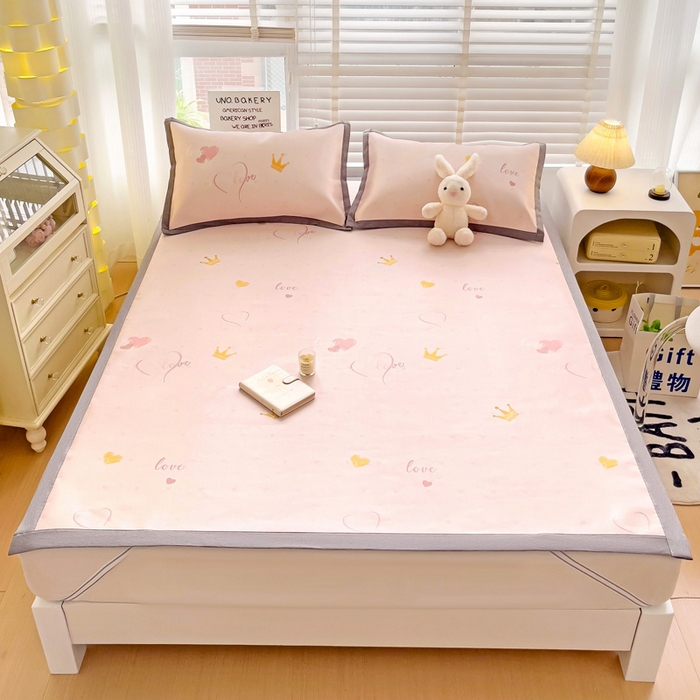 金盛纺 2025新款A类数码印花冰丝席-床席款爱心-床席款