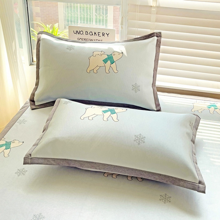 91家纺网 家纺一手货源 找家纺 金盛纺 2025新款A类数码印花冰丝席-床席款北极熊-床席款