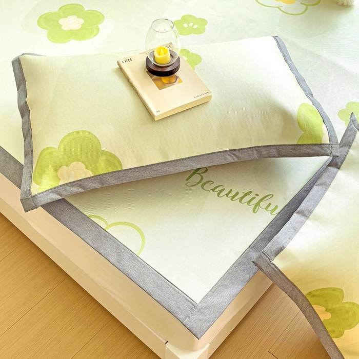 91家纺网 家纺一手货源 找家纺 金盛纺 2025新款A类数码印花冰丝席-床席款春意-床席款