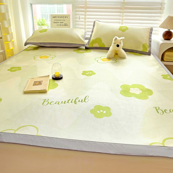 91家纺网 家纺一手货源 找家纺 金盛纺 2025新款A类数码印花冰丝席-床席款春意-床席款