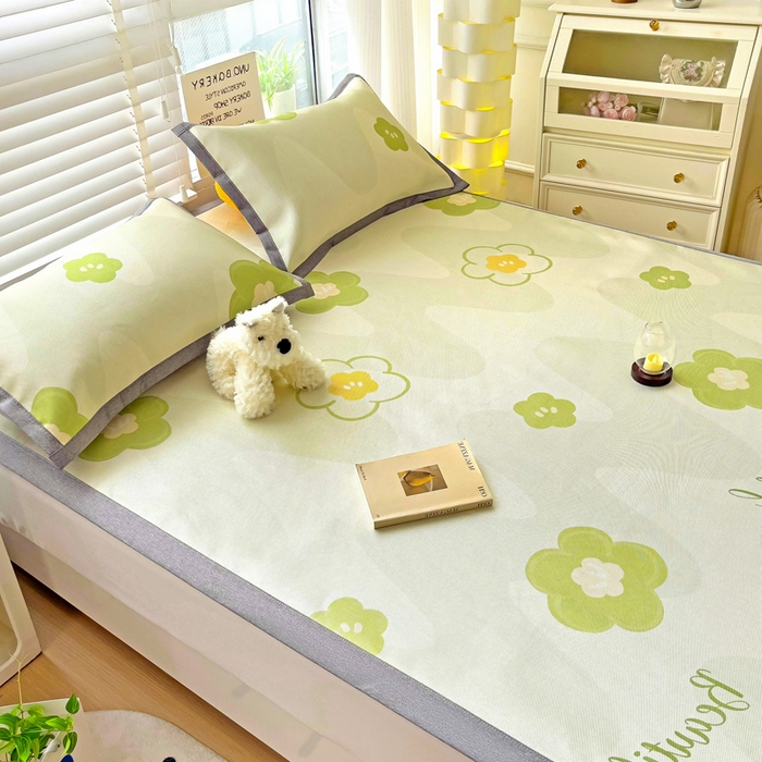 91家纺网 家纺一手货源 找家纺 金盛纺 2025新款A类数码印花冰丝席-床席款春意-床席款