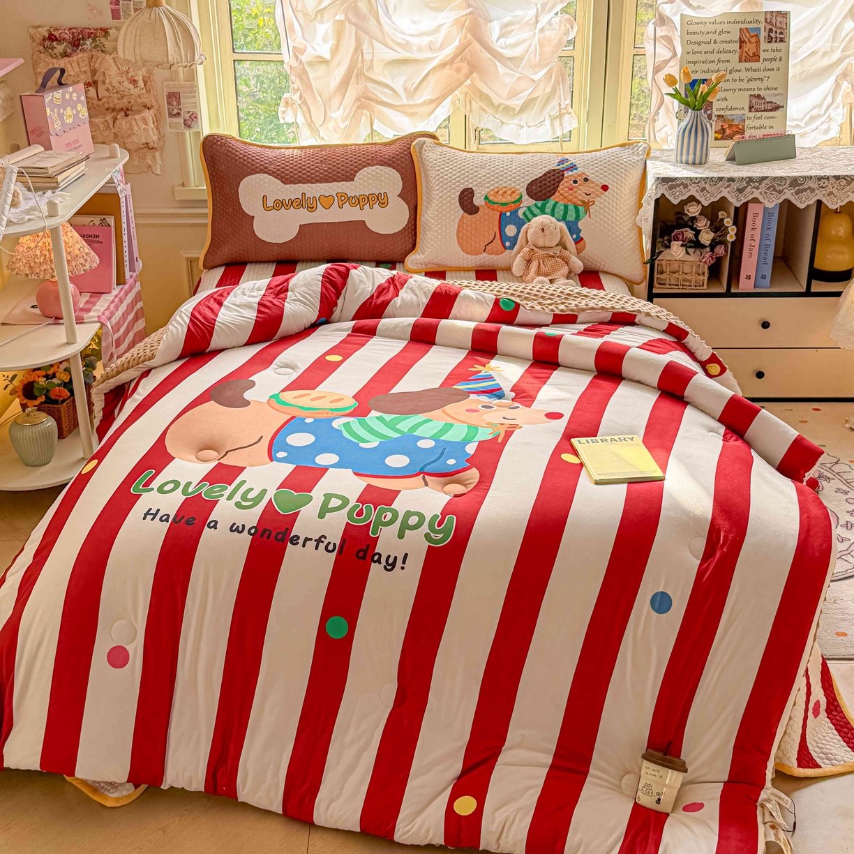 91家纺网 家纺一手货源 找家纺 梵克保罗 2026春夏直播热款A类针织棉豆豆被夏被春秋被空调被儿童学生大版卡通被子被芯 鸿运当头