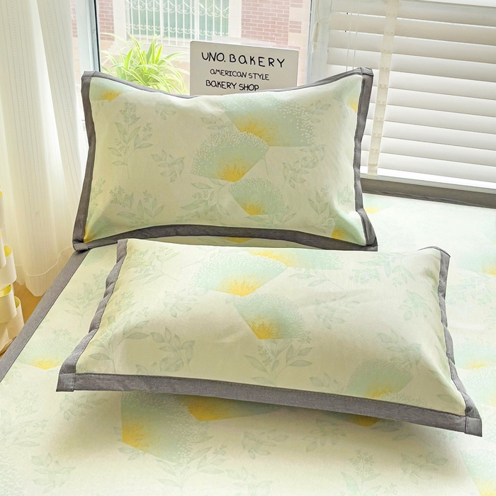 91家纺网 家纺一手货源 找家纺 金盛纺 2025新款A类数码印花冰丝席-床席款绿意百合-床席款