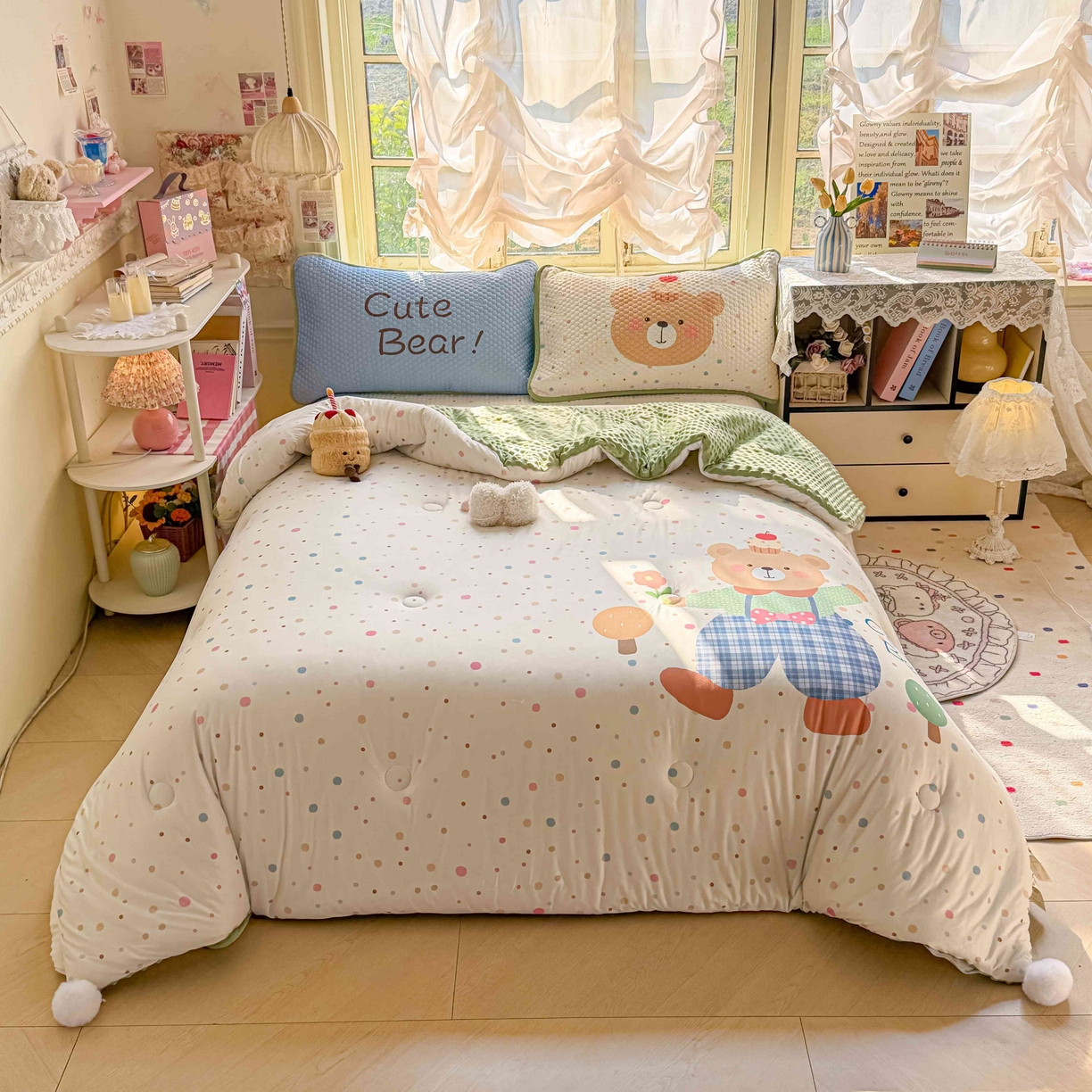 梵克保罗 2026春夏直播热款A类针织棉豆豆被夏被春秋被空调被儿童学生大版卡通被子被芯 可爱小熊