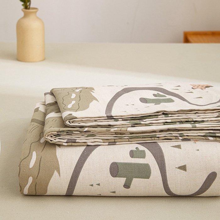 91家纺网 家纺一手货源 找家纺 大元 2026新款全棉纯棉老粗布凉席席子单床单 床单单件 动物乐园