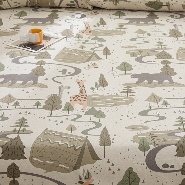 91家纺网 家纺一手货源 找家纺 大元 2026新款全棉纯棉老粗布凉席席子单床单 床单单件 动物乐园