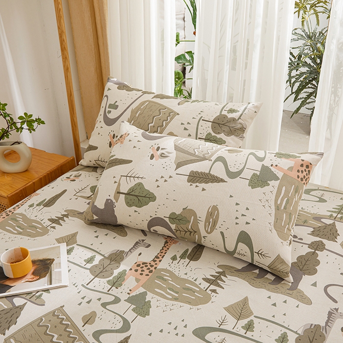 91家纺网 家纺一手货源 找家纺 大元 2026新款全棉纯棉老粗布凉席席子单床单 床单单件 动物乐园