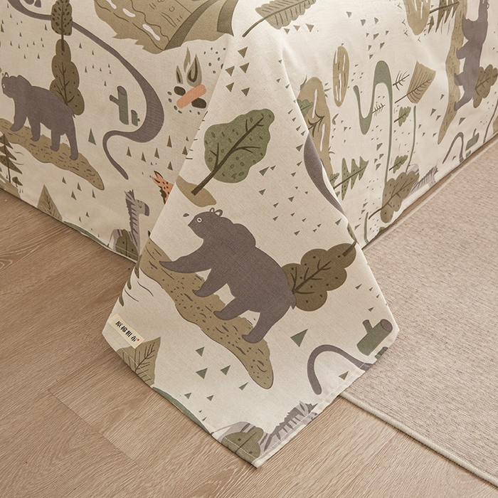 91家纺网 家纺一手货源 找家纺 大元 2026新款全棉纯棉老粗布凉席席子单床单 床单单件 动物乐园