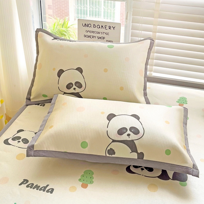 91家纺网 家纺一手货源 找家纺 金盛纺 2025新款A类数码印花冰丝席-床席款趴趴熊-床席款