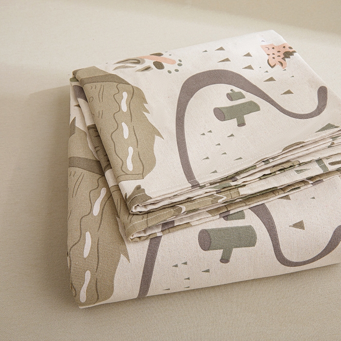 91家纺网 家纺一手货源 找家纺 大元 2026新款全棉纯棉老粗布凉席席子单床单 床单单件 动物乐园