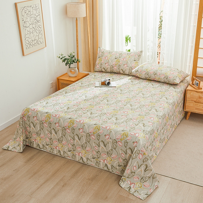 91家纺网 家纺一手货源 找家纺 大元 2026新款全棉纯棉老粗布凉席席子单床单 床单单件 繁花