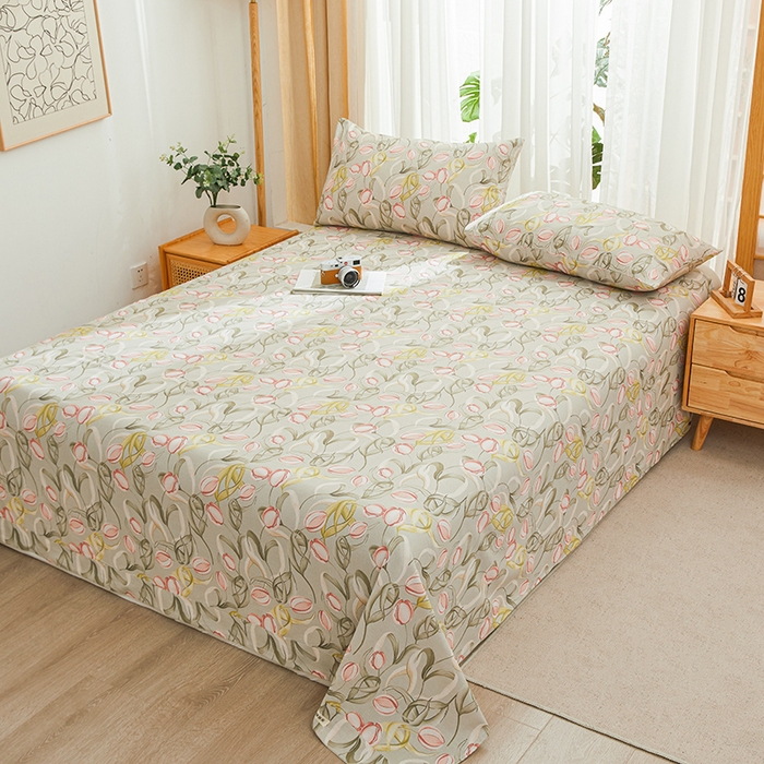 91家纺网 家纺一手货源 找家纺 大元 2026新款全棉纯棉老粗布凉席席子单床单 床单单件 繁花