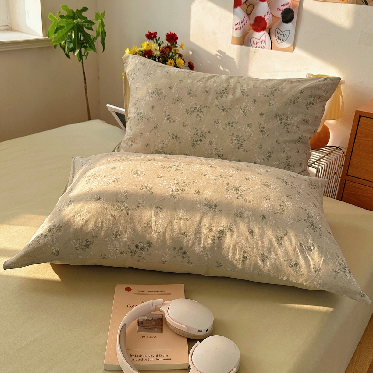 91家纺网 家纺一手货源 找家纺 耀悦家纺 2026新款全棉纯棉a类双层纱小清新四件套 春日茶语