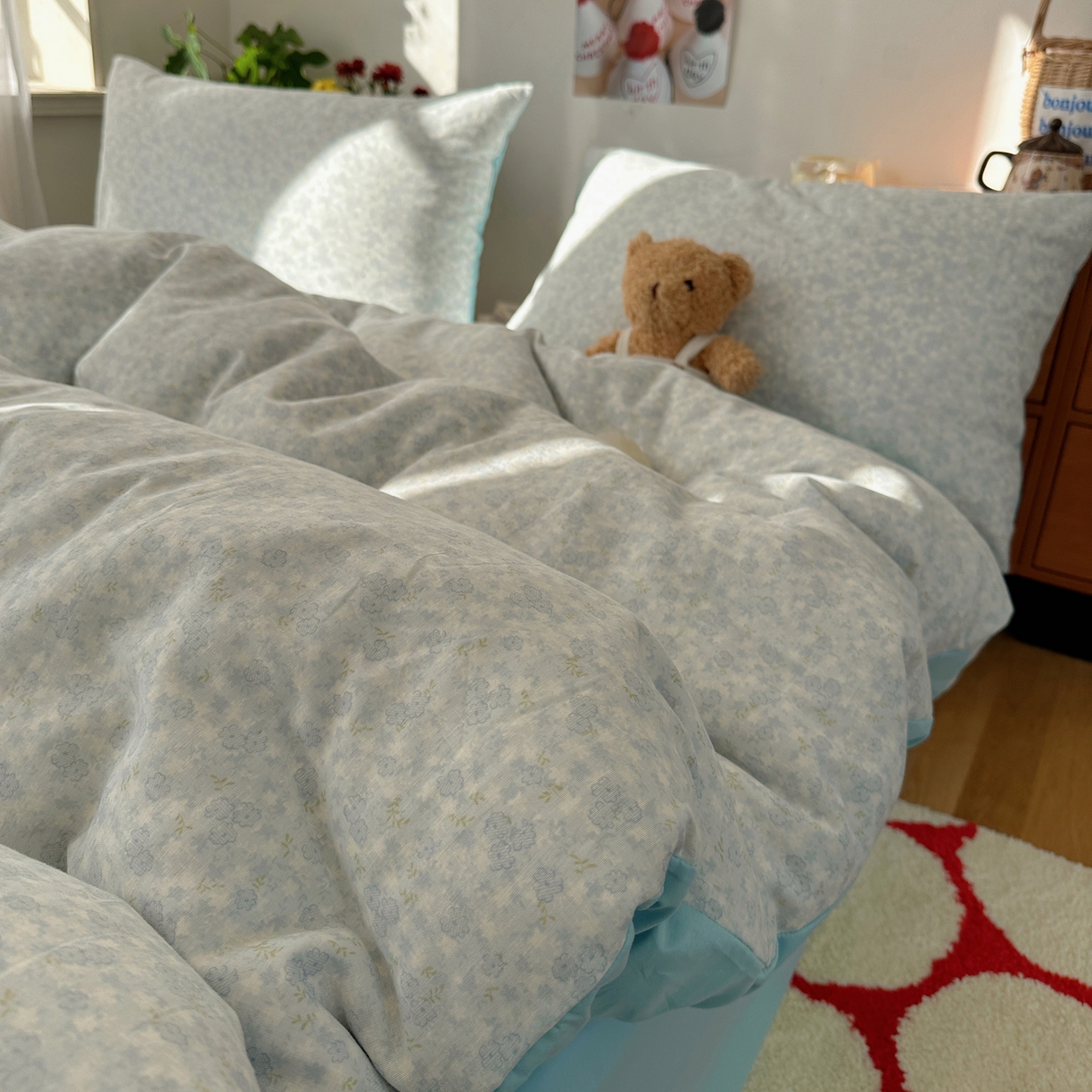 91家纺网 家纺一手货源 找家纺 耀悦家纺 2026新款全棉纯棉a类双层纱小清新四件套 梅花清客