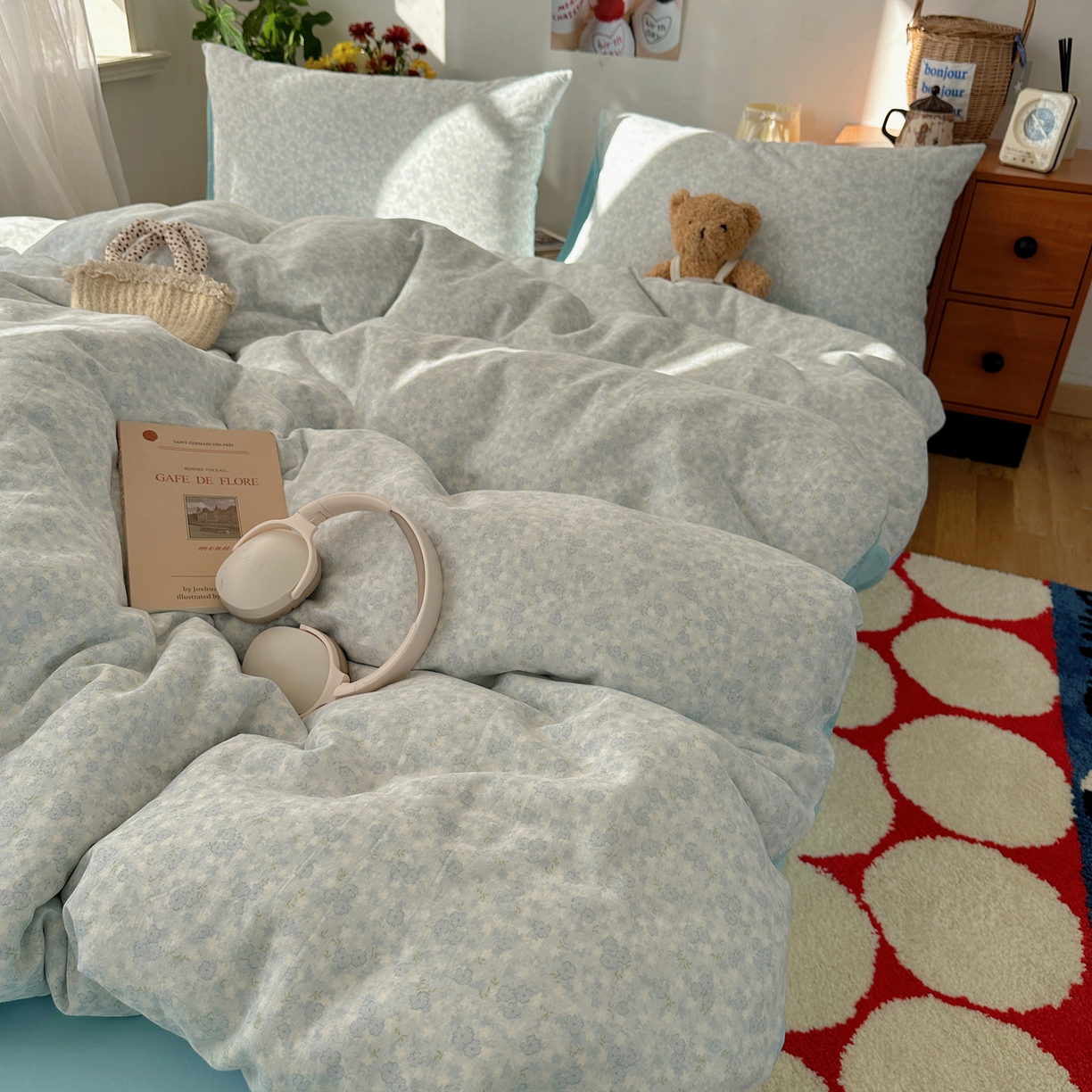 91家纺网 家纺一手货源 找家纺 耀悦家纺 2026新款全棉纯棉a类双层纱小清新四件套 梅花清客