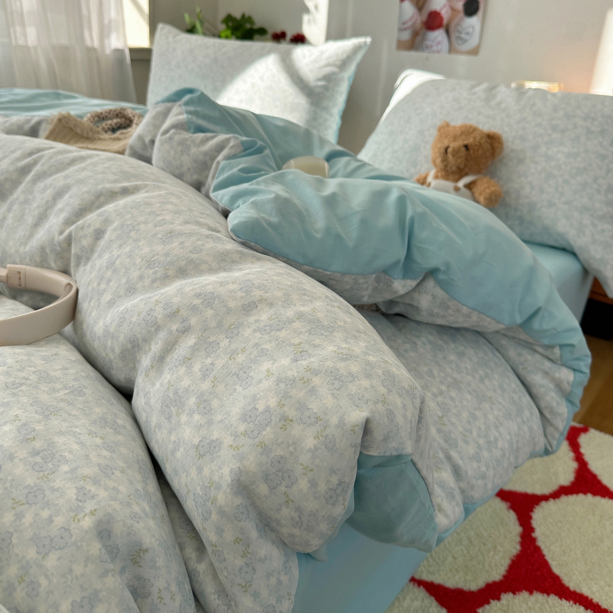 91家纺网 家纺一手货源 找家纺 耀悦家纺 2026新款全棉纯棉a类双层纱小清新四件套 梅花清客