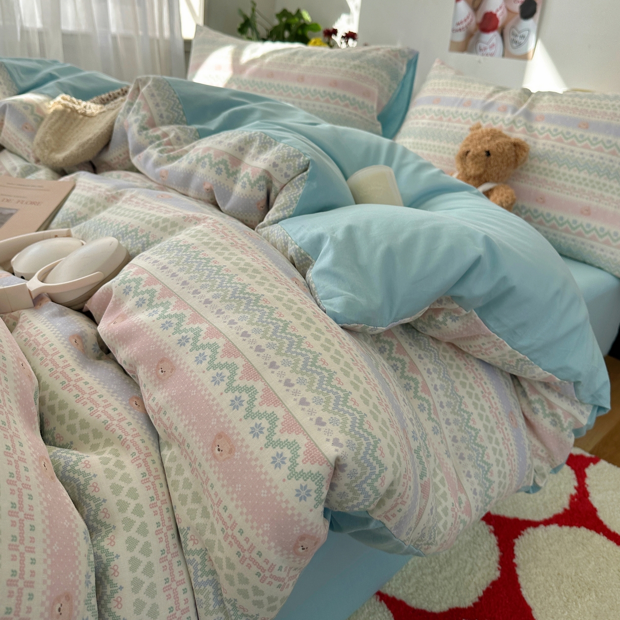 91家纺网 家纺一手货源 找家纺 耀悦家纺 2026新款全棉纯棉a类双层纱小清新四件套 星河花海