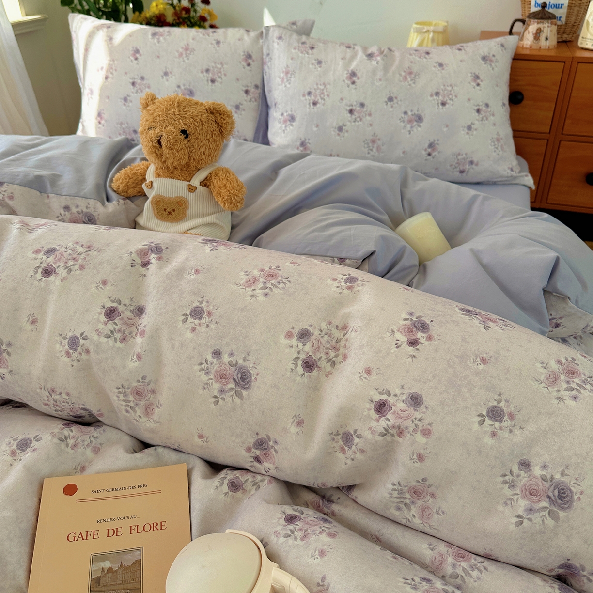 91家纺网 家纺一手货源 找家纺 耀悦家纺 2026新款全棉纯棉a类双层纱小清新四件套 木瑾