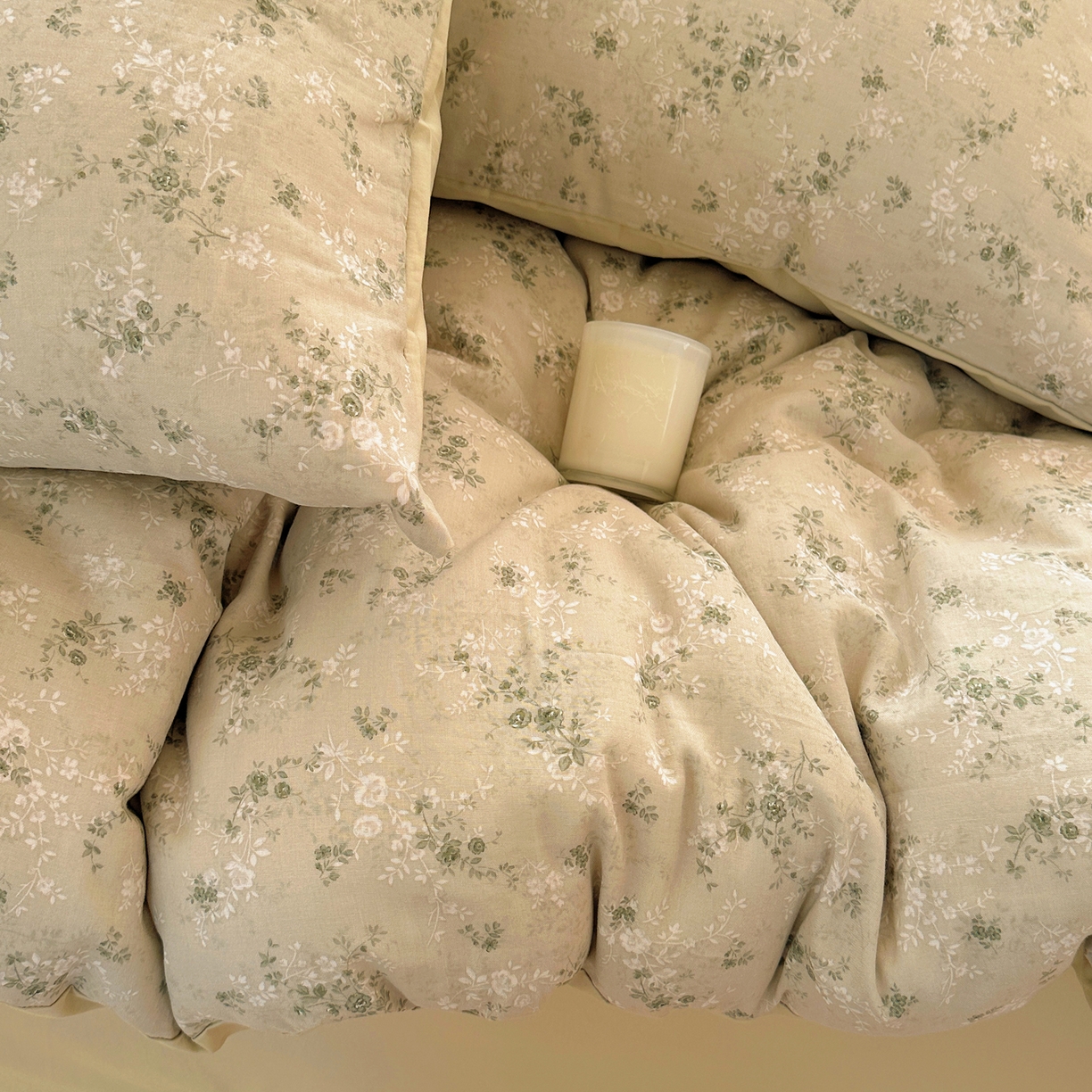 91家纺网 家纺一手货源 找家纺 耀悦家纺 2026新款全棉纯棉a类双层纱小清新四件套 春日茶语