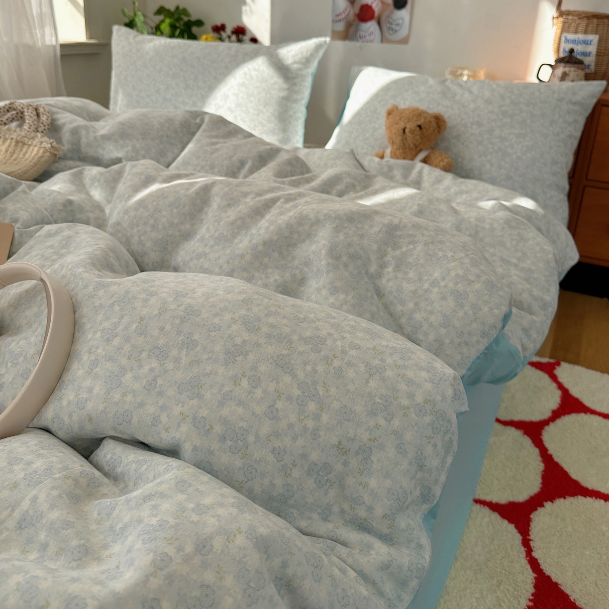 91家纺网 家纺一手货源 找家纺 耀悦家纺 2026新款全棉纯棉a类双层纱小清新四件套 梅花清客