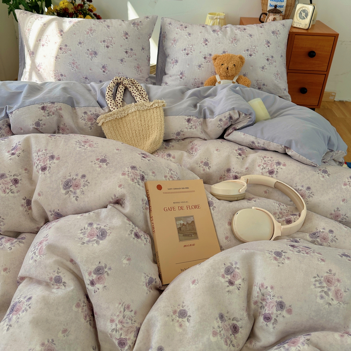 91家纺网 家纺一手货源 找家纺 耀悦家纺 2026新款全棉纯棉a类双层纱小清新四件套 木瑾