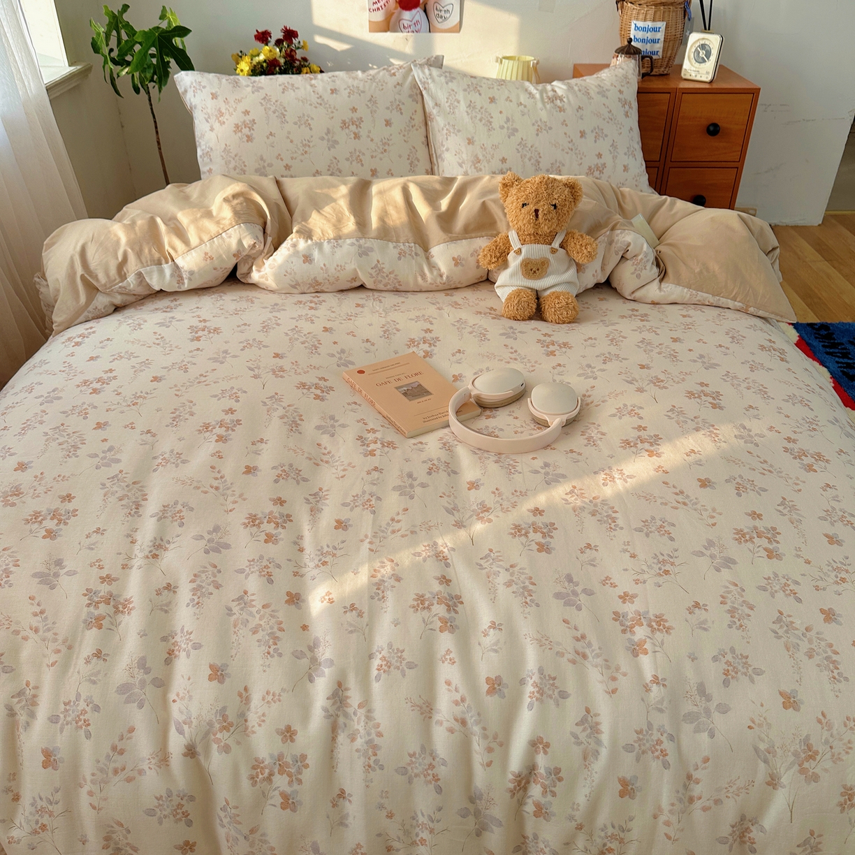 91家纺网 家纺一手货源 找家纺 耀悦家纺 2026新款全棉纯棉a类双层纱小清新四件套 风雅居