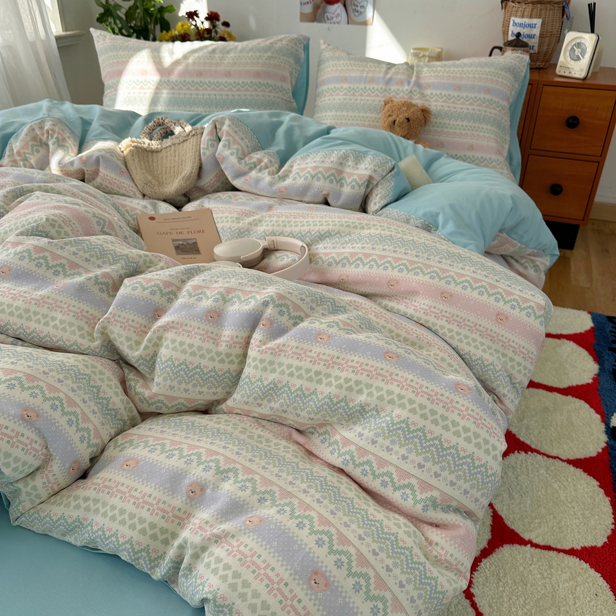 91家纺网 家纺一手货源 找家纺 耀悦家纺 2026新款全棉纯棉a类双层纱小清新四件套 星河花海