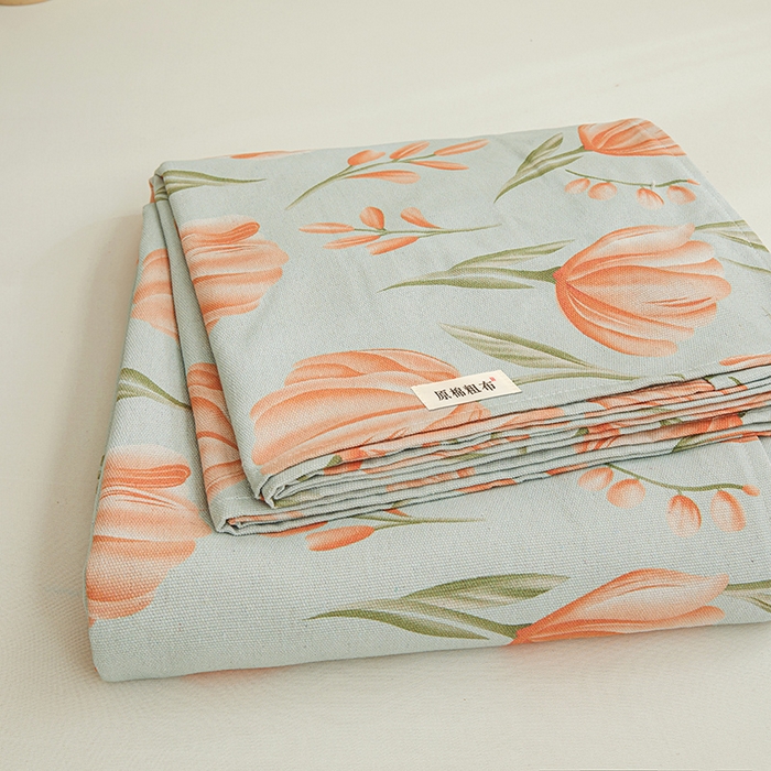 91家纺网 家纺一手货源 找家纺 大元 2026新款全棉纯棉老粗布凉席席子单床单 床单单件 花间物语