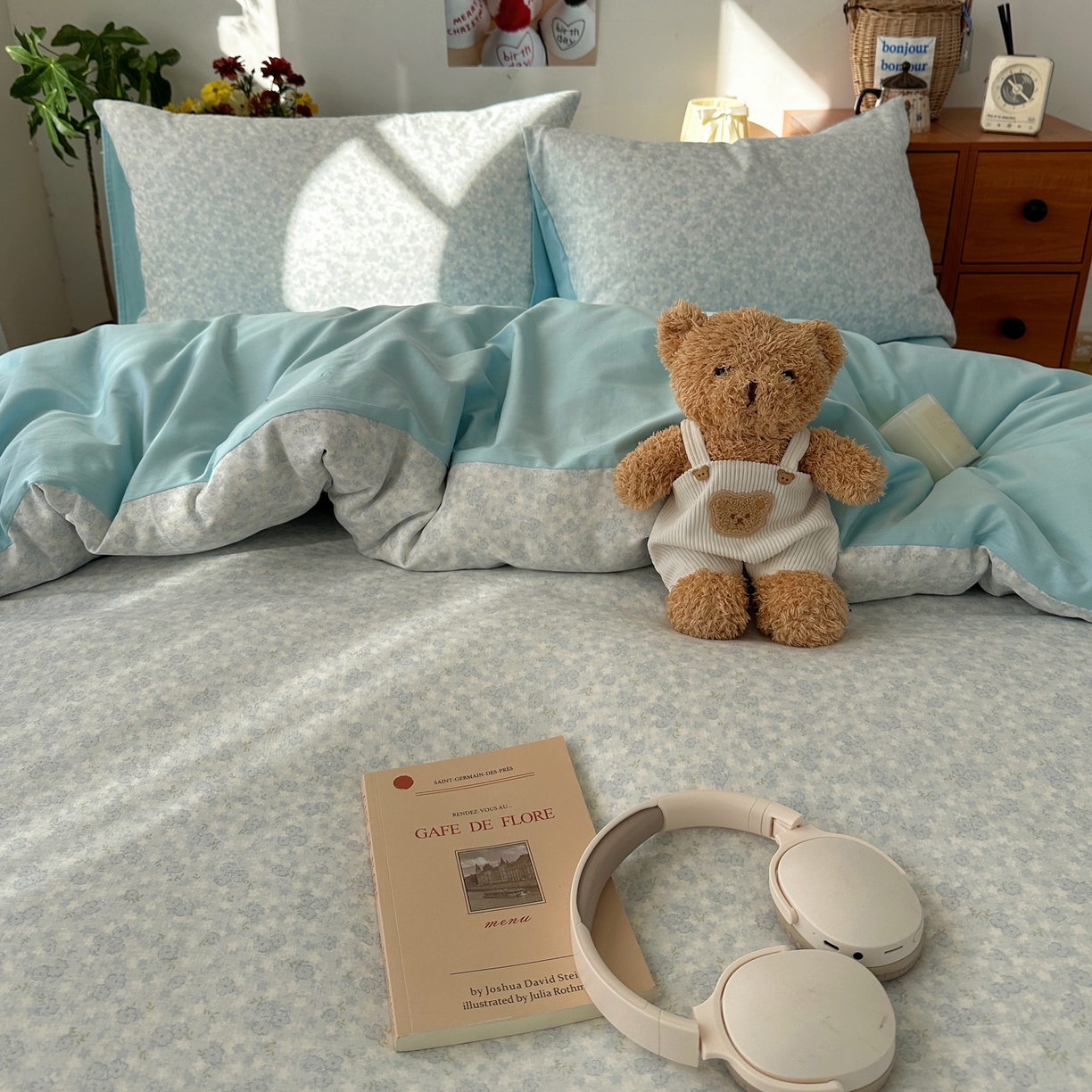 91家纺网 家纺一手货源 找家纺 耀悦家纺 2026新款全棉纯棉a类双层纱小清新四件套 梅花清客