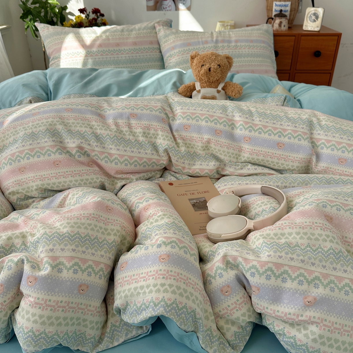 91家纺网 家纺一手货源 找家纺 耀悦家纺 2026新款全棉纯棉a类双层纱小清新四件套 星河花海