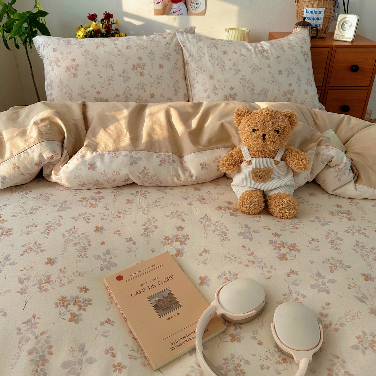 91家纺网 家纺一手货源 找家纺 耀悦家纺 2026新款全棉纯棉a类双层纱小清新四件套 风雅居